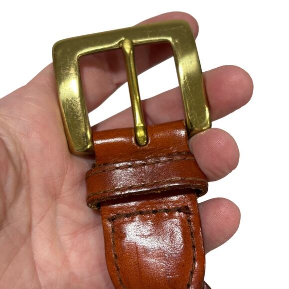 Talbots braided leather belt vintage brass buckle size S reddish brown - Picture 4 of 8